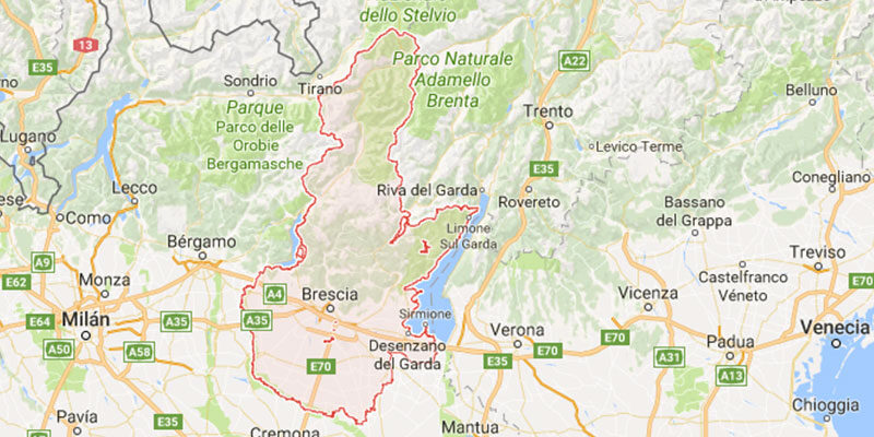 Mapa provincia de Brescia ruta en coche